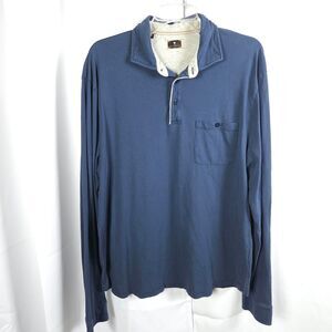 Left Coast Tee Mens XL Greyish Blue Long Sleeve Cotton Polo Shirt Peru
